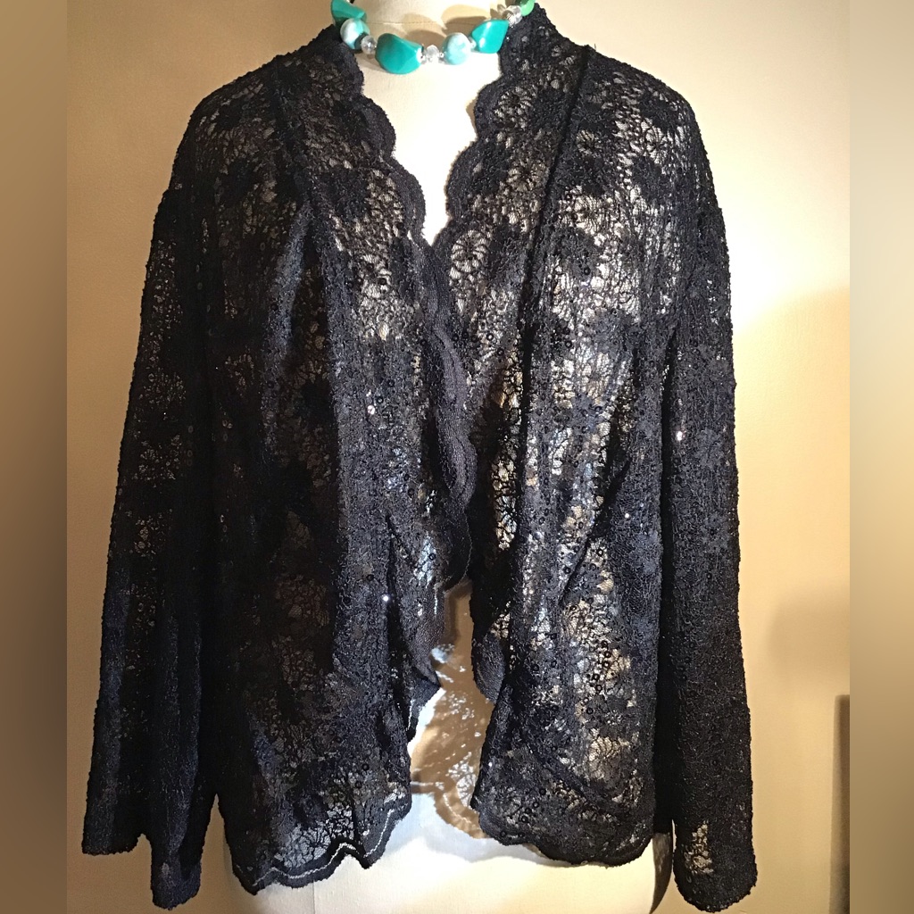 Women’s R&M Size 3x Black Lace Jacket
